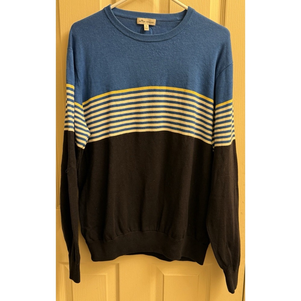 Peter Millar Vendee Crew Nautilus Blue Multi Sweater XL EUC